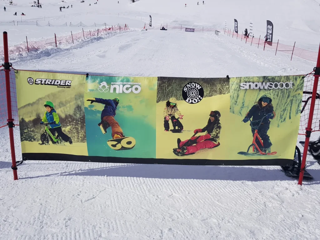 Snow karts (ski scoots) at a Hokkaido ski resort